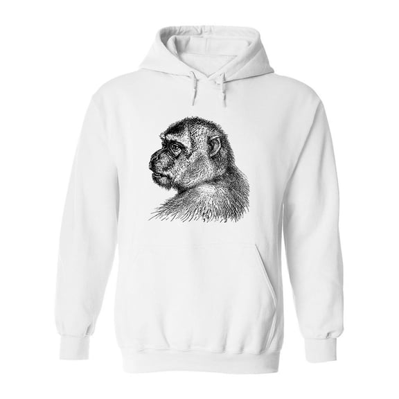 Macaque Monkey Sketch Hoodie Men -Image by Shutterstock, Male x-Large