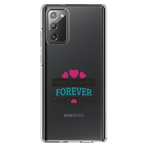 DistinctInk Clear Shockproof Hybrid Case for Galaxy Note 20 ULTRA (6.9" Screen) - TPU Bumper Acrylic Back Tempered Glass Screen Protector - Just You And Me Forever