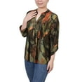 thumbnail image 2 of NY Collection Women's Petite 3/4 Sleeve Roll Tab Y Neck Top, 2 of 4