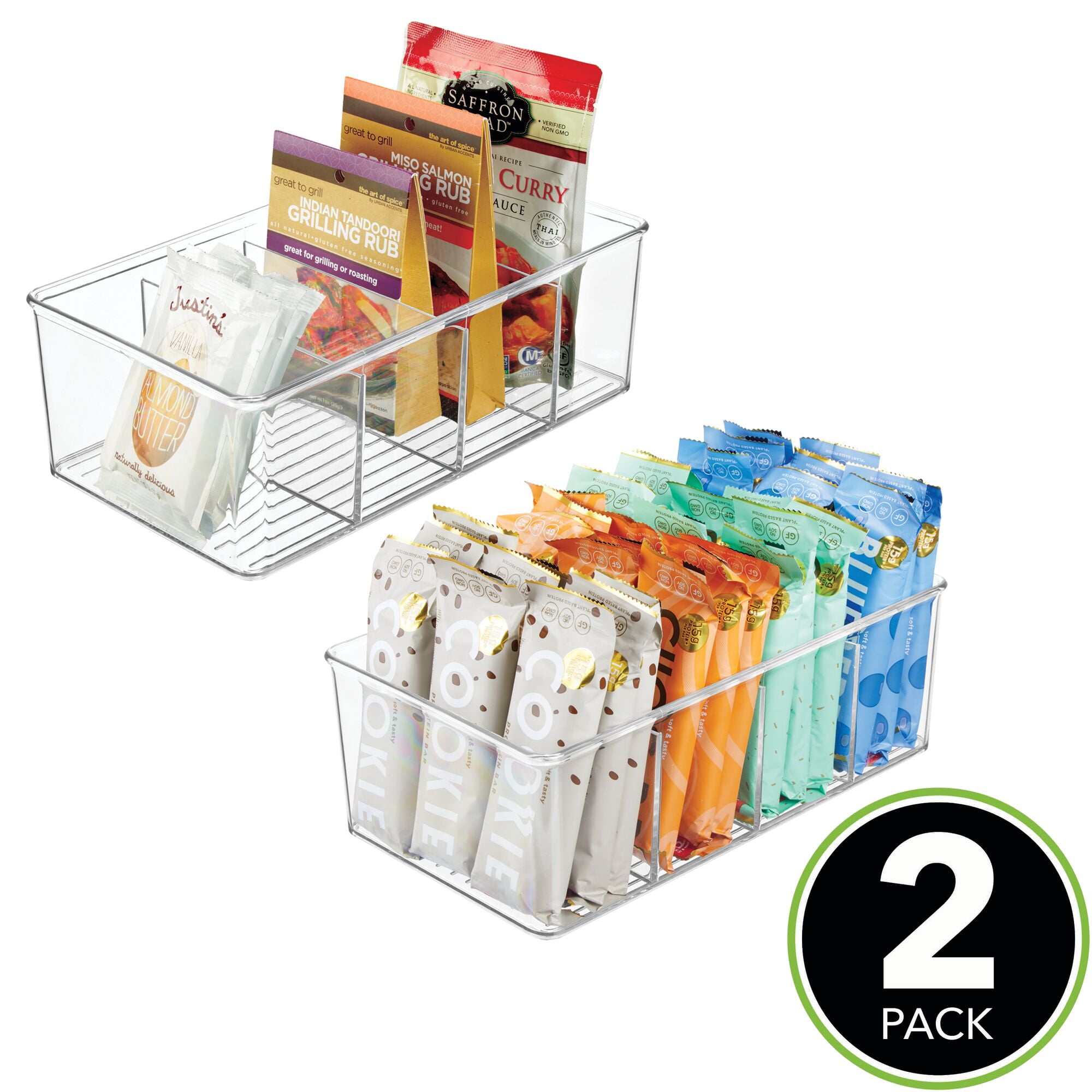 6 Pack Clear Plastic Storage Bins with Lids, Vtopmart Pantry Organizer Bins,  for Cabinet, Kitchen, Countertops, Large 