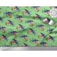 thumbnail image 3 of Soimoi Green Cotton Poplin Fabric Leaves,Floral & American Robin Bird Printed Fabric 1 Yard 42 Inch Wide, 3 of 3