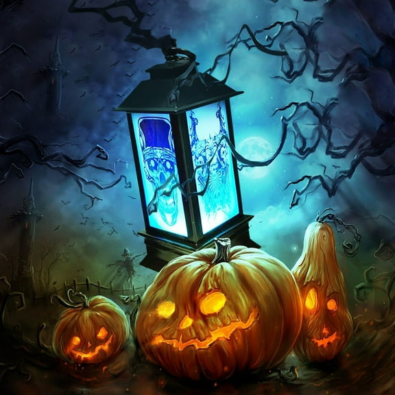 Nrmvnmi 3PC Halloween Ghost Projection Snow Globe Lantern Battery Operated Water Glittering Snowing Globe Lantern for Spooky Fall Halloween Festival Party Decoration