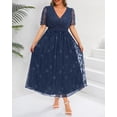 thumbnail image 4 of Vestido Pinup Fashion Maxi de chifón azul marino para mujer, talla grande, 4 of 6