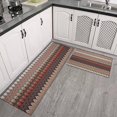 thumbnail image 2 of Brown Boho Geometric Triangles and Rhombuses Pattern Kitchen Rugs Sets Of 2,Anti Fatigue Kitchen Mat Rugs Non Slip Washable,Decorative Kitchen Floor Mats for Kitchen,Sink,Laundry,17"x30"+17"x47", 2 of 7