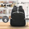 thumbnail image 5 of Lightweight Travel Packable Backpacks Set of 6, Bulk Pack - Perfect for School, Camping, Outdoor Sports - Black, 5 of 5
