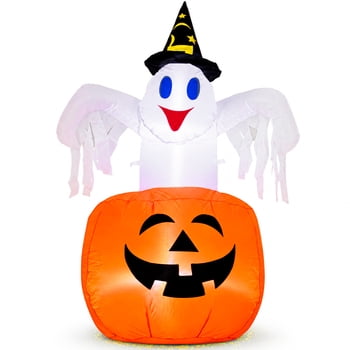 Inflable Halloween Fantasma Calabaza Bruja 1.43m Luz Led