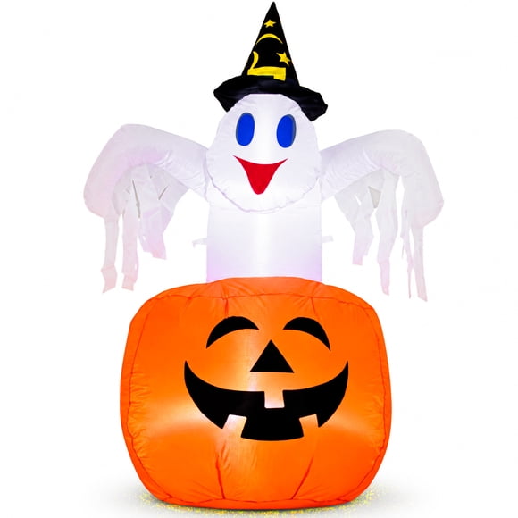 Inflable Halloween Fantasma Calabaza Bruja 1.43m Luz Led