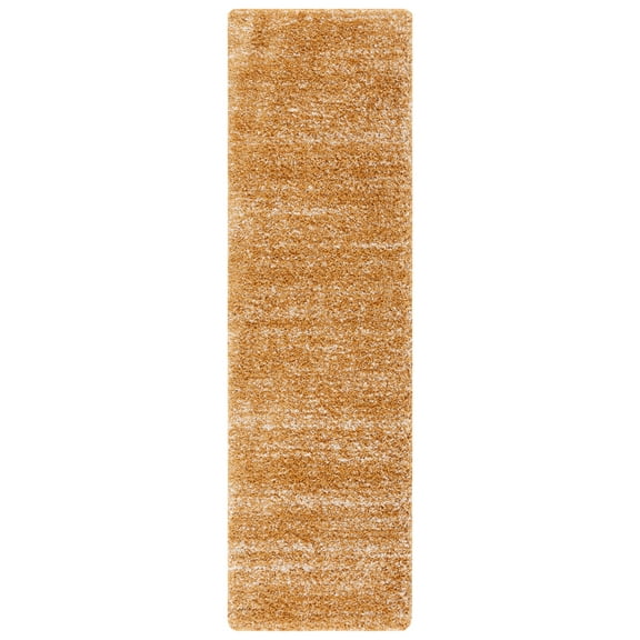 SAFAVIEH Hudson Shag Jaden Striped Runner Rug, Gold/Ivory, 2'3" x 8'