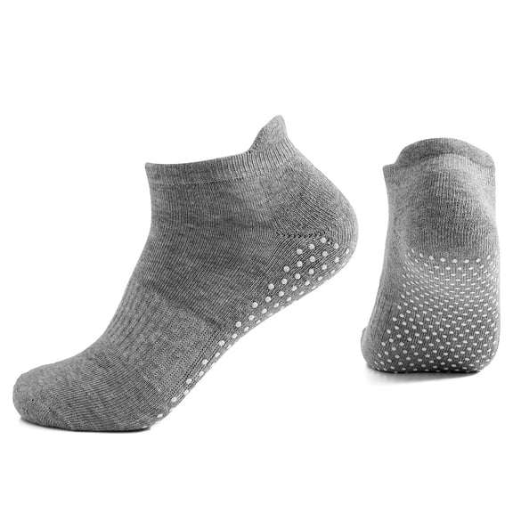 Floleo Unisex Non-Slip Grip Ankle Socks Breathable Knit Low Cut Socks Casual Daily Wear Socks for Yoga Home Comfortable Solid Color Socks for Men Women(Gray,Free Size)