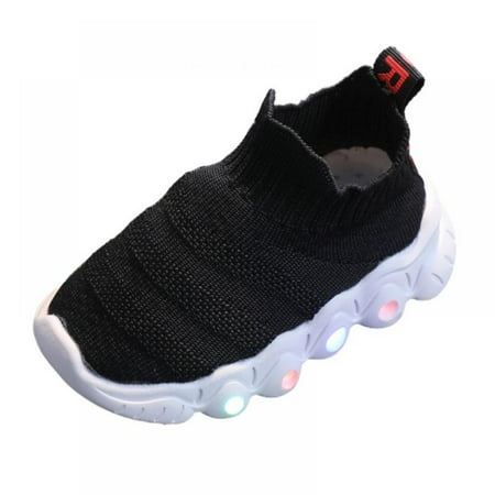 

Children s LED Light Socks Shoes Flying Shuttle Woven Breathable Lightweight Sole TOPWONER One-Step Casual Shoes