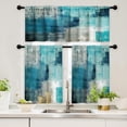 thumbnail image 1 of Kitchen Curtains Sets for Windows 3 Piece Teal Kitchen Curtains Valances 36 Inch Length Kitchen Window Curtains Turquoise Gray Kitchen Window Treatments for Cafe Living Room Window Decor,Teal, 1 of 5