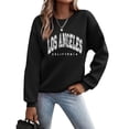 thumbnail image 2 of Gaexia Womens Sweatshirt Print O Neck Sweatshirt Casual Round Neck Fit Pullover Tops Long Sleeve Loose Blouse Workout Shirts Comfortable Soft Fabric,Black,XXL, 2 of 4
