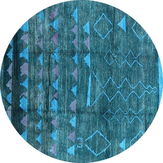 Ahgly Company Indoor Round Solid Light Blue Modern Area Rugs, 6' Round