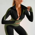 thumbnail image 4 of qolati Women Workout Sets 2 Piece Long Sleeve Yoga Outfits Gym Clothes Seamless Crop Zip Up Jackets Tank Top High Waist Leggings Sets Fitness Sports School Running Sweatsuits, 4 of 7