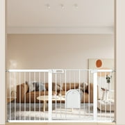 Extra Wide Baby Gate with Cat Door - Walk Through Small Pet Door Safety Gate for Stair Kitchen - Pressure Mounted No Drill