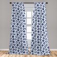 thumbnail image 4 of Ambesonne Asian Curtains, Japanese Fans with Pigs Art, Pair of 28"x84", Indigo and White, 4 of 4