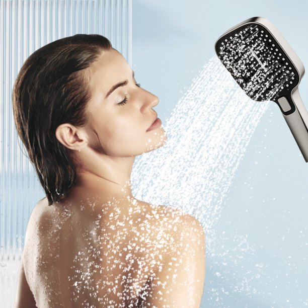 Xihbxyly Cabezal de Ducha Presurizado, Potente Descarga de Agua, 3 Modos de Rociado, Refuerzo de Presión Ecológico, Accesorio de Baño de Lujo, Elegante Acabado Plateado y Gris, Tamaño 25,5 X 11,5 X 4