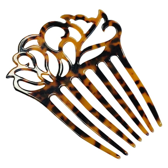 UNTERING Hair Comb Women 7 Teeth Side Hair Comb Hollow Acetate Tortoise Updo Hairpin Clip