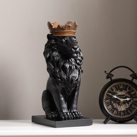 Sculpture Hi-Line Gift Ltd., 37 cm, león sentado negro, resina