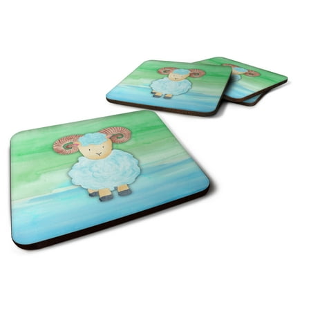 

Carolines Treasures BB7418FC Ram Sheep Watercolor Foam Coaster Set of 4 3 1/2 x 3 1/2 multicolor