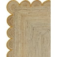 thumbnail image 3 of 6x8 Ft Yellow Border Premium Scalloped Jute Rug – Handcrafted Natural Braided Carpet for Living Room, Bedroom, Entryway – Boho Home Decor, 3 of 5