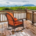 thumbnail image 4 of Ktaxon Outdoor Wicker Rocking Chair for Patio, Porch Weather-Resistant , Brown Wicker with Cushions - Orange, 4 of 11