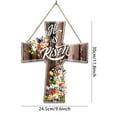 thumbnail image 3 of Utoimkio Easter He Is Risen Wreath for Front Door Decor Religious Easter Decoration Wooden Egg Rabbit Cross Door Sign Hanging Sign Christian Floral Decor for Party Supplies(Cross Style), 3 of 6