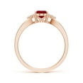 thumbnail image 2 of ANGARA Natural Solitaire 1 ct Ruby Split Shank Engagement Ring with Trio Diamonds in 14K Rose Gold for Women (Size-7x5mm) | July Birthstone, Anniversary, Jewelry Gift for Women | Natural Ruby Ring, 2 of 9
