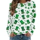 thumbnail image 4 of Xuyuer St. Patrick's Day Round Neck Sweatshirt for Women Lucky Shamrock Long Sleeve Shirt Ireland Gift Clover Print Fit Casual Pullover Fashion Loose Tops, 4 of 5