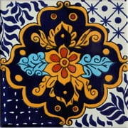 2x2 Cajeme Talavera Mexican Tile, Set of 36 pcs