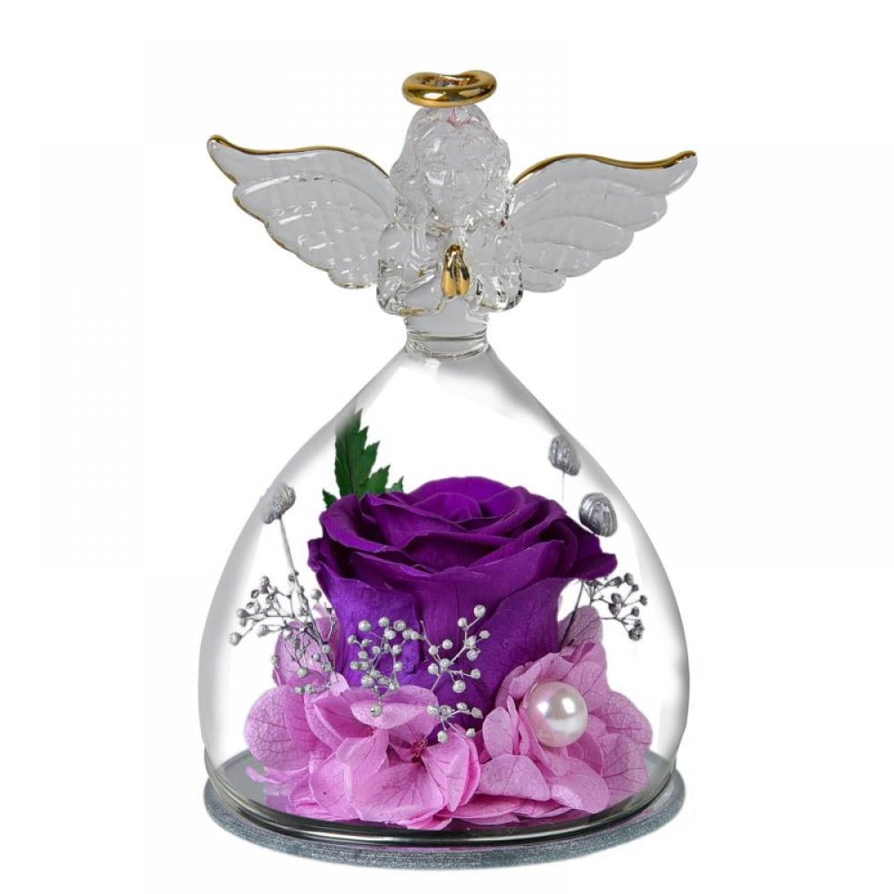 Preserved Flowers with Angel Figurines-Angels with Pretty Roses,Real ...