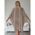 thumbnail image 3 of Batwing Sleeve Beach Cover Up Button Front Kimono Bathing Suit Cover Ups (Coffee,One Size), 3 of 5