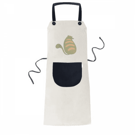 

Green Cyan Fit Cat Animal Watercolor Apron Adjustable Bib Cotton Linen BBQ Kitchen Pocket Pinafore