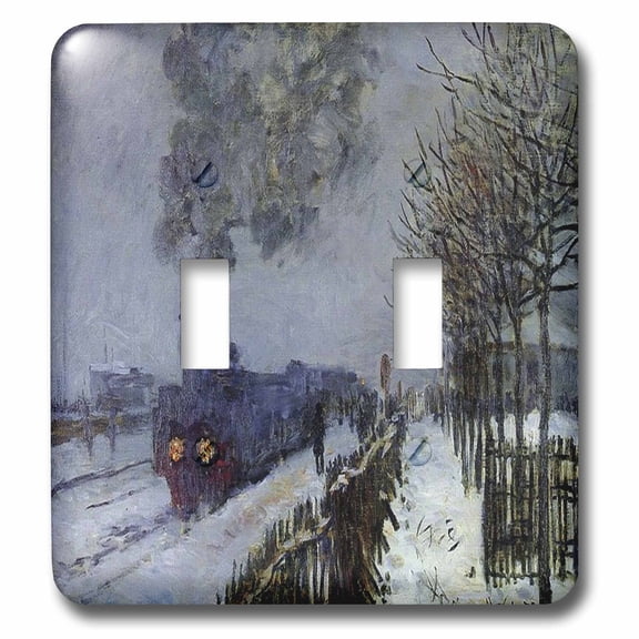 3dRose, Monet - Train In Snow, double toggle switch