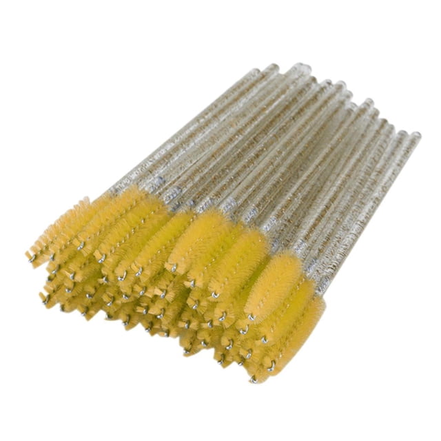 50 paquetes de maquillaje desechable para pestañas, rímel, varitas, cepillos Amarillo Zulema Cepillos de pestañas desechables
