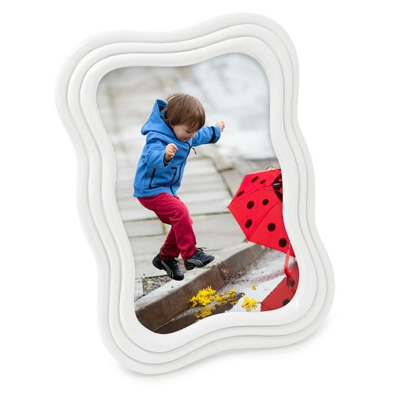 Isaac Jacobs 4x6 White Curved Deco Frame for Tabletop and Wall Display, Decorative Art, Design, Home Décor, Gift (4x6, White)