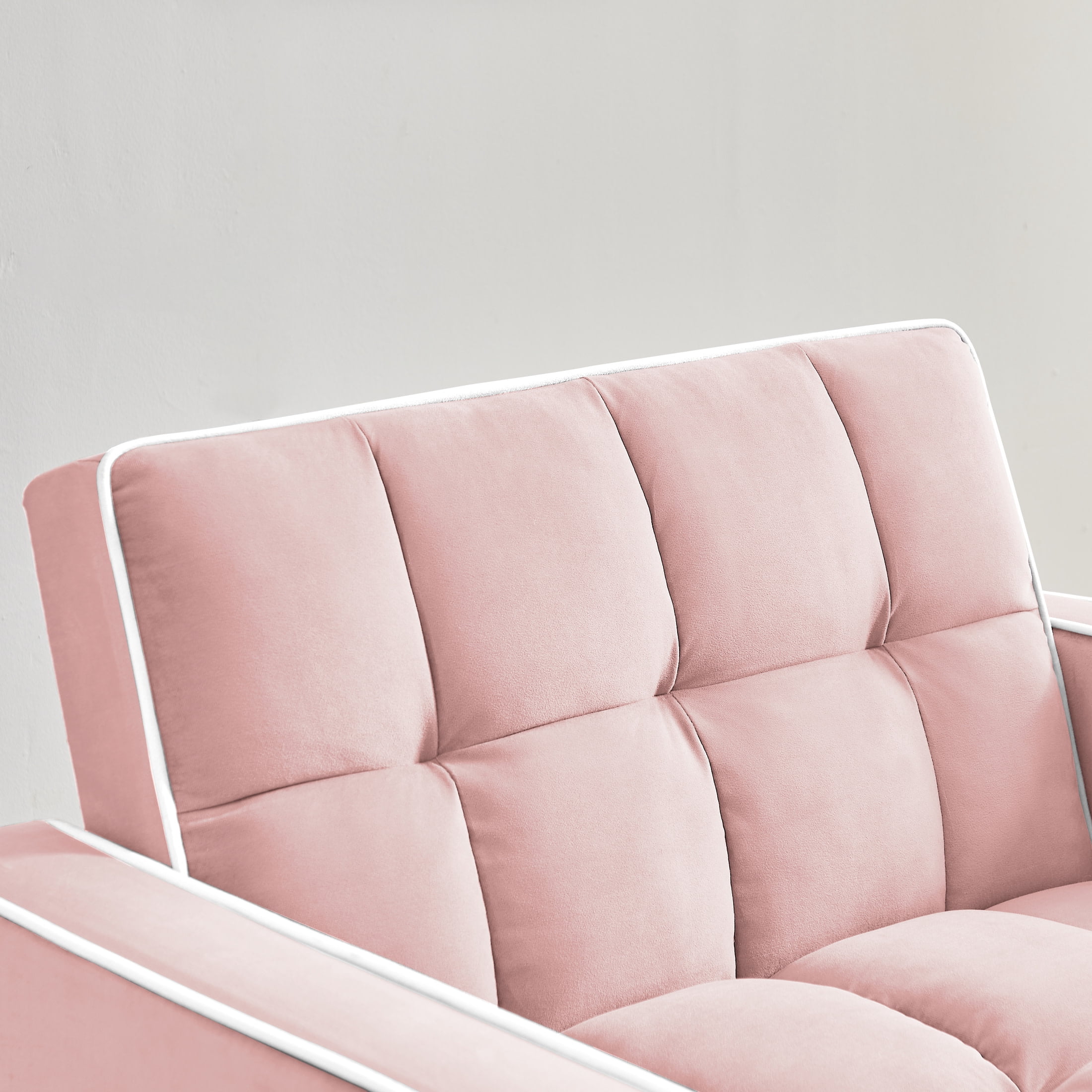 Noble House 35.43" Velvet 3-in-1 Sofa Bed Chair, Modern Adjustable Tufted Single Sleeper, for Small Space, Pink