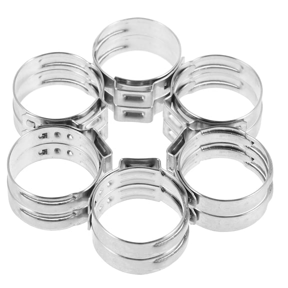 Worgeous 50pcs Stainless Steel Single Ear Stepless Clamp 20.3-23.5mm Tightening Range Stepless Hose Clamp