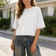 thumbnail image 2 of Tanghaowl Womens Tops Casual Elegant Round-Neck Lightweight Knit Pullover Top for Spring Autumn Women's Pullover Casual White XL, 2 of 5