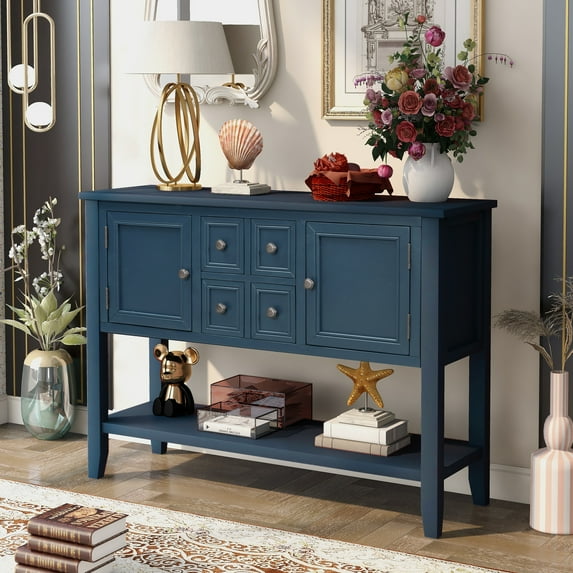 Console Table with Storage Drawers&Bottom Shelf Cambridge Series Buffet Sideboard Sofa Table Dining Room Entry Way End Table (Antique Navy )