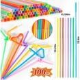 thumbnail image 2 of 100 PCS Colorful Flexible Plastic Straws - Long Bendable Straw Disposable Drinking Straws Bulk Party Straw for Juice 10.2"Long X 0.24"Diameter, 2 of 7