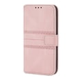 thumbnail image 2 of Funda de cuero PU + TPU con hebilla magnética de rayas en relieve para iPhone 11 Pro, con tapa horizontal, soporte, ranura para tarjetas, billetera, marco de fotos y correa., 2 of 5