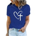 thumbnail image 1 of Camisetas de Manga Corta para las Mujeres Casual Día de Pascua Impresión Cuello de Tripulación Suelta Camiseta, Poliéster Spandex, 1 of 7