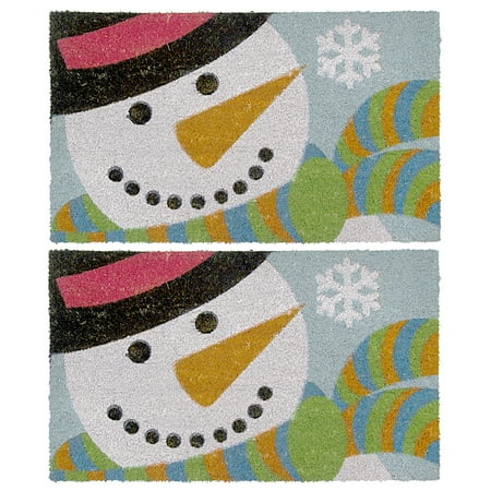 2 Entrance (2 Pack Holiday Coir 17 x 29 Outdoor Doormats For Entrance Way Non Slip Floor Mats Vinyl Christmas)