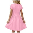 thumbnail image 3 of Wxirdiow Summer Dresses for Teens Tween Girls Summer Dress Formal Ruffle Sleeve A Line Casual Elegant Dresses Pink Size,9-10 Years, 3 of 9