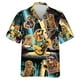thumbnail image 3 of Camisas de playa con estampado 3D de perros y música, divertidas camisas de manga corta con un solo botón y gráfico de perro mascota para hombres, blusas con solapa, 3 of 4