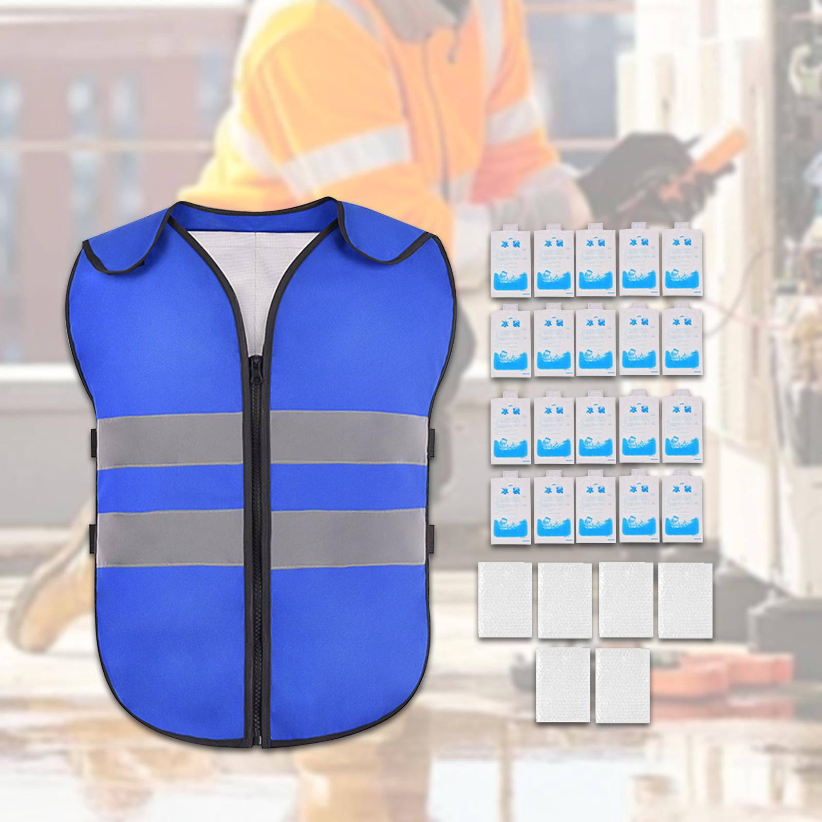 Miulika Cooling Vest Reflective Strips, Adjustable, with 20 Ice Packs for Fishing Cycling Warehouse Cooking