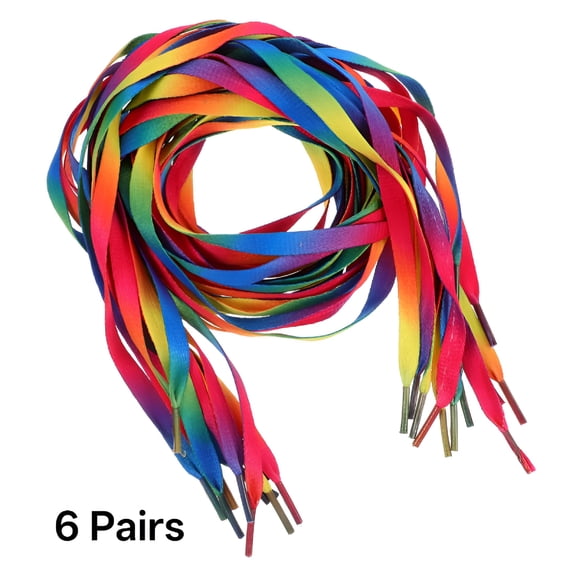 VANIDO 6 Pairs Rainbow Shoelaces 1M Gradient Colorful Shoe Laces Flat Shoestring for Shoes Sneakers Shoe Laces for Sneakers