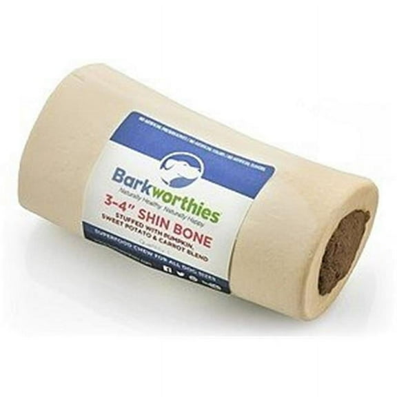 Barkworthies 3-4 inch Stuffed Shin Bone with Carrot and Pumpkin Dog Chew