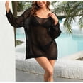 thumbnail image 4 of Womens Oversized Crochet Knit Swim Cover Up Long Sleeve Mesh Beach Bathing Suit Coverup, 4 of 13